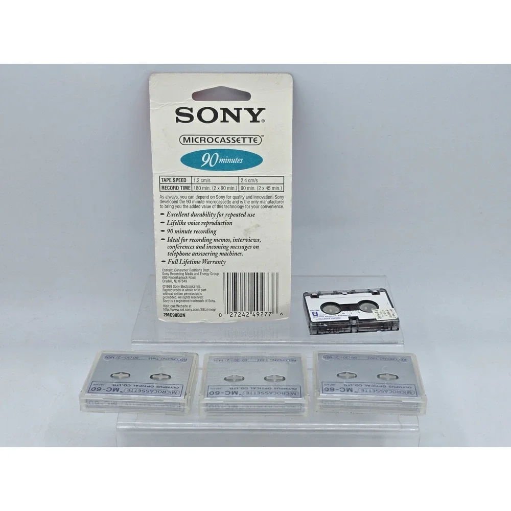 2 Pack SONY MC-90 MICROCASSETTE AUDIO TAPES  90 MINUTES & 4 Used MC-60 Tapes‎